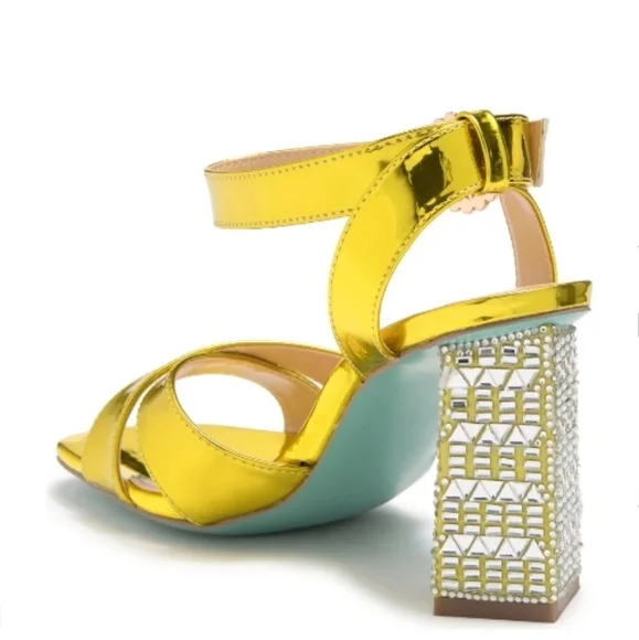 BETSEY JOHNSON Yellow Bell Sandal Size 7.5 - Picture 2 of 9